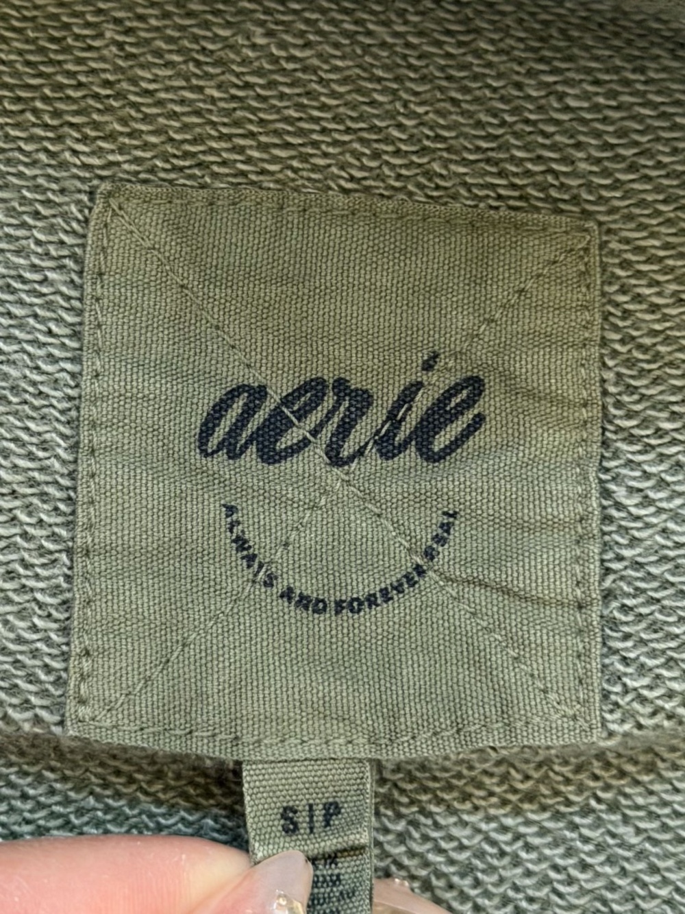 Aerie Sun's Out Quarter Zip Sweatshirt - in Olive - Small - Picture 3 of 5